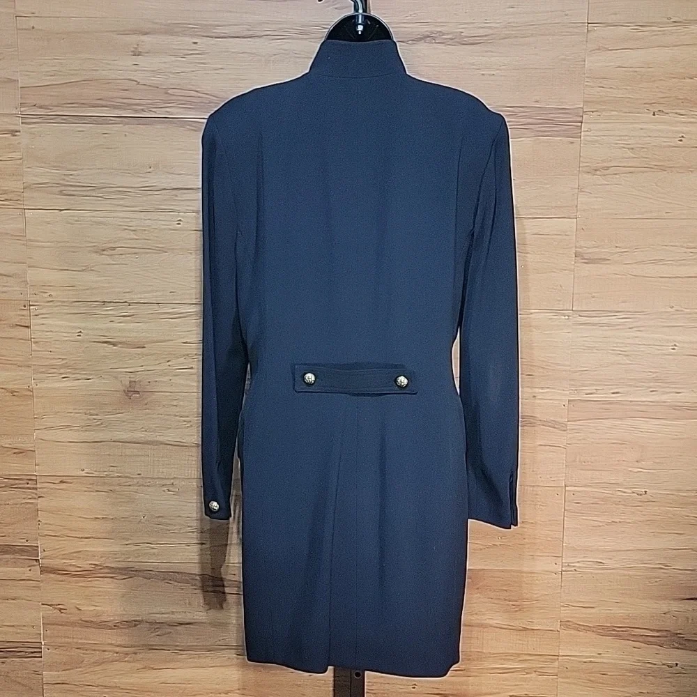 Vintage Bloomie’s Dana Buchman Fine Wool Navy Duster Jacket w/Gold Buttons - Picture 4 of 8